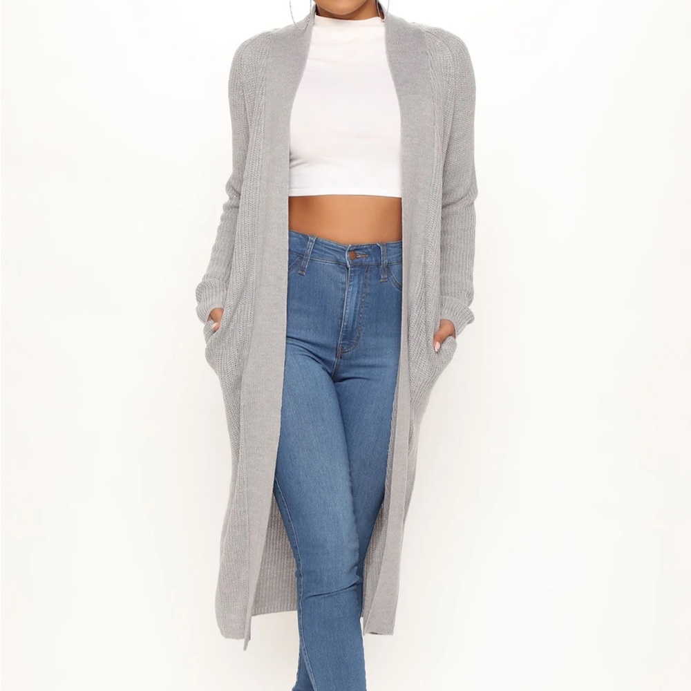 Fashion Nova Sought After Open Front Cardigan - Grey Size Small
